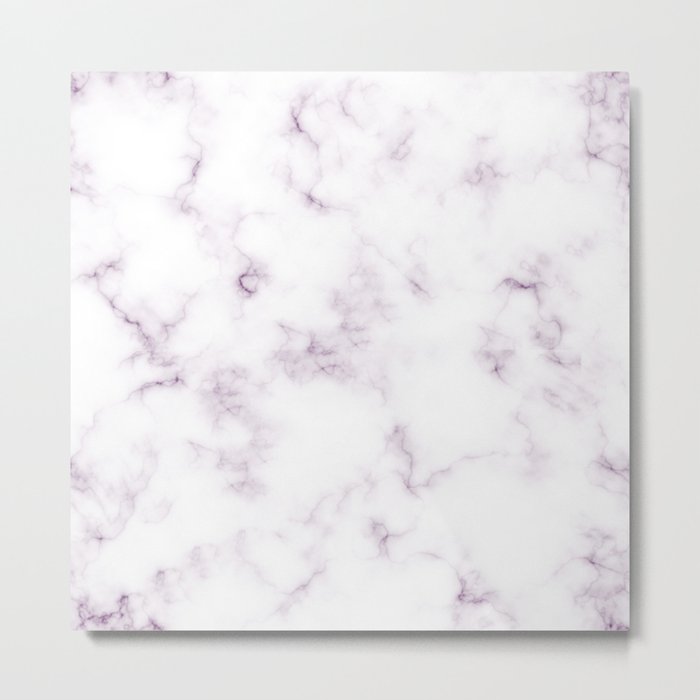 Modern White and Violet Marble Texture Metal Print