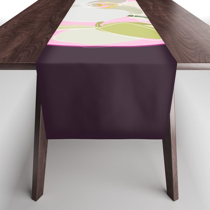 Orchid - Floral Art Design on Pink Table Runner