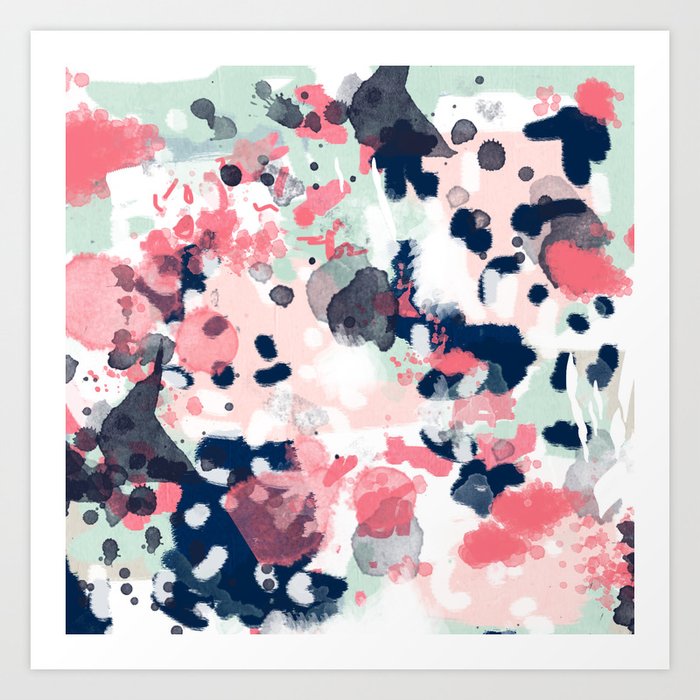 Lola - Painted abstract trendy color palette minimal decor nursery home Art Print