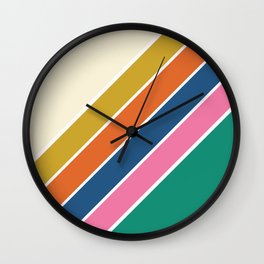 70s Vintage Retro Stripes Wall Clock | Minimal, Vintage, Midcenturymodern, Geometric, 80S, Contemporary, Digital, Geometry, Modern, Abstract 