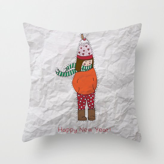 New Year Girl! Throw Pillow