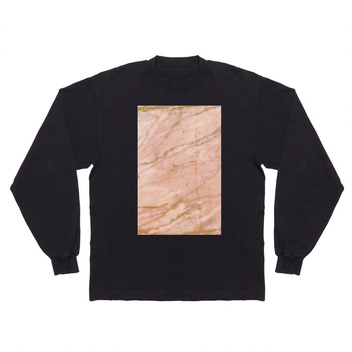 Pink marble with gold veins Long Sleeve T Shirt