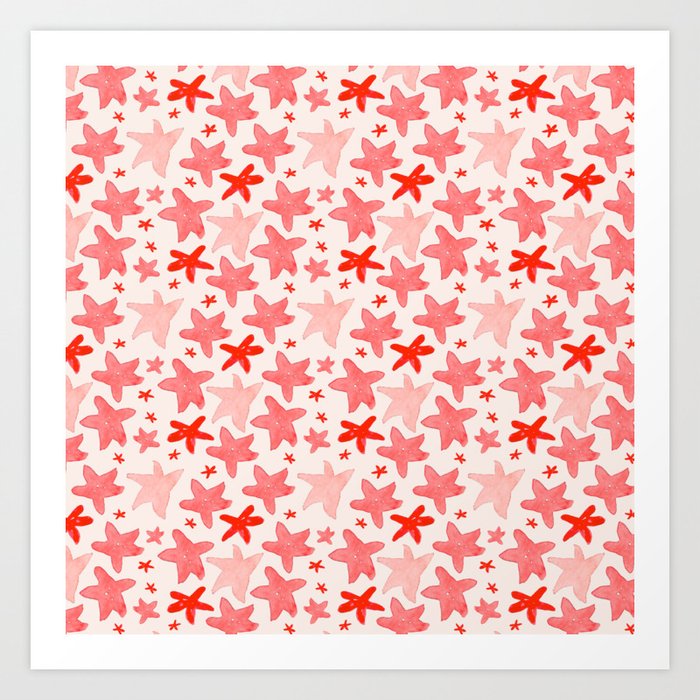 Jumping Starfish, in pink Art Print