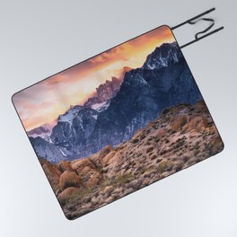 Mount Whitney and Alabama Hills Sunset Picnic Blanket