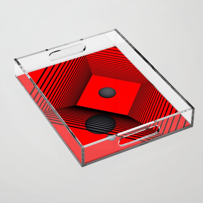geometry on red background -5- Acrylic Tray