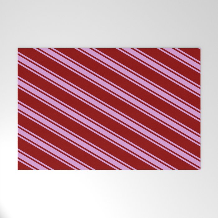Dark Red and Plum Colored Striped/Lined Pattern Welcome Mat