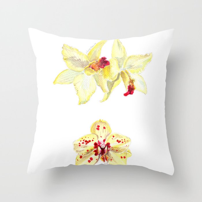 yellow orchids Throw Pillow