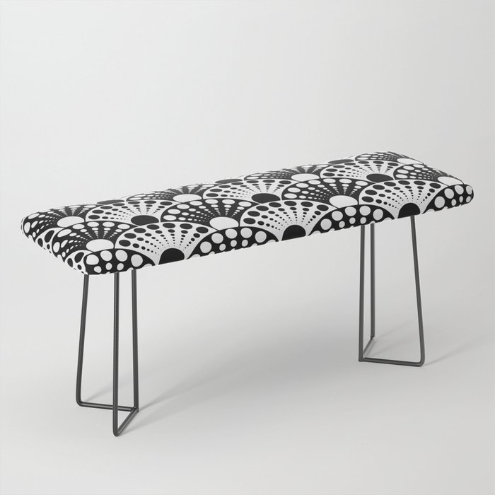 black and white art deco inspired fan pattern Bench
