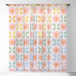 Retro Flower Pattern - rainbow Sheer Curtain