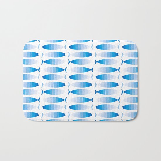 Pesca - ombre blue fish surf nature beach sunny surfing socal cali gifts delicate blues minimal Bath Mat