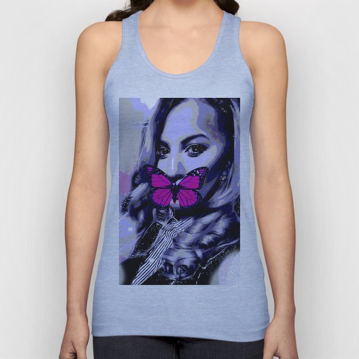 Blonde girl with pink butterfly Tank Top