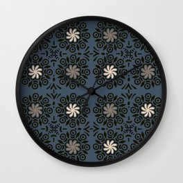 Blue Ceramic Tile Pattern Wall Clock