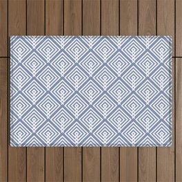 Blue Square Pattern Outdoor Rug