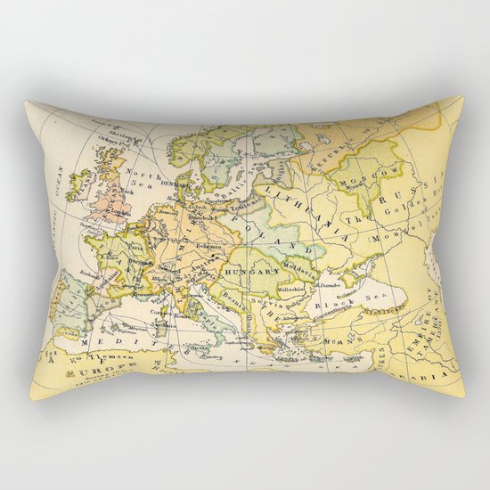 Europe During The 14th Century - Vintage Map Rectangular Pillow
