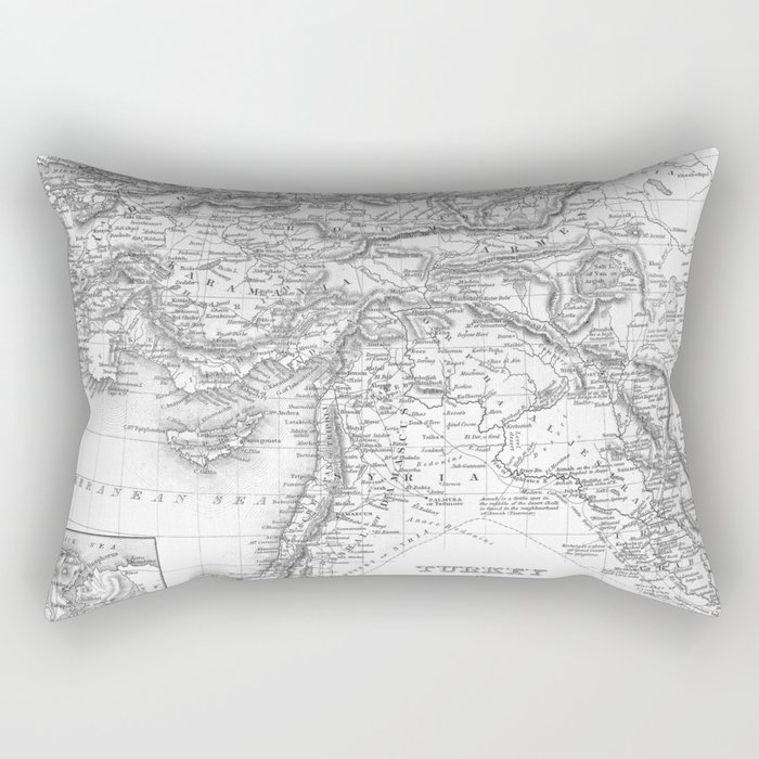 Vintage Map of Turkey (1850) BW Rectangular Pillow