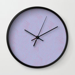 Geometric Y Shaped Pattern-Red on Periwinkle Wall Clock
