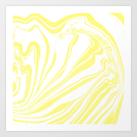 Yellow Marble Ink Watercolor Art Print