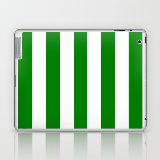 Green (HTML/CSS color) - solid color - white vertical lines pattern Laptop & iPad Skin
