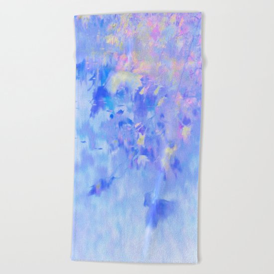 Blue Leaves under a Lavender Sky Beach Towel