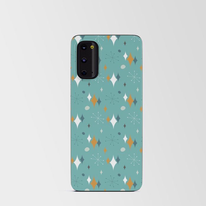 Starburst Mid Century Modern Pattern in Orange, Teal and Aqua 2 Android Card Case