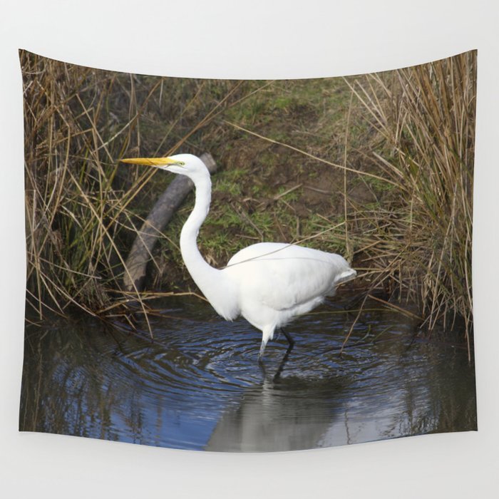 Just Right (Great Egret) Wall Tapestry