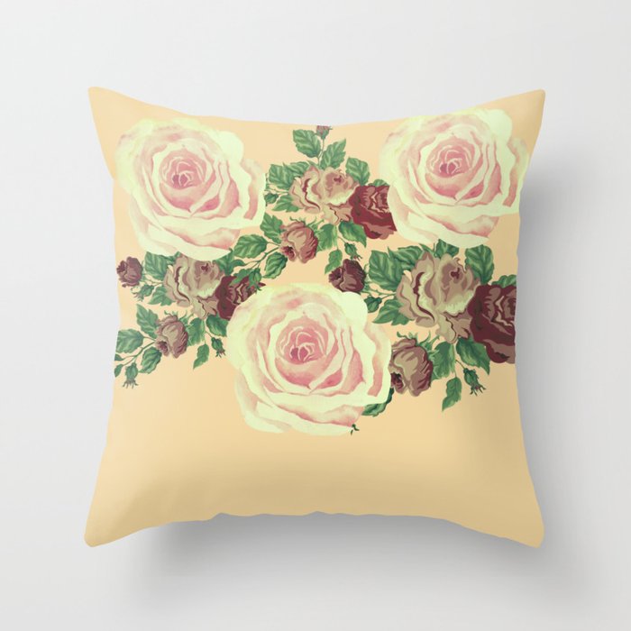 retro floral design  Throw Pillow