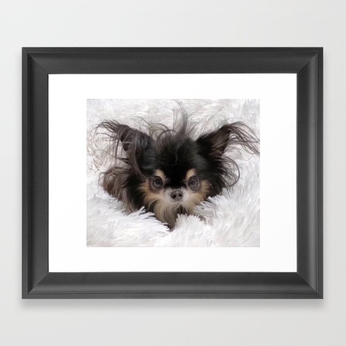 Little And Adorable Black And Beige Doggy Framed Art Print