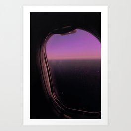 Purple Dreaming Sky, Airplane Window View, Photo Art Print Art Print