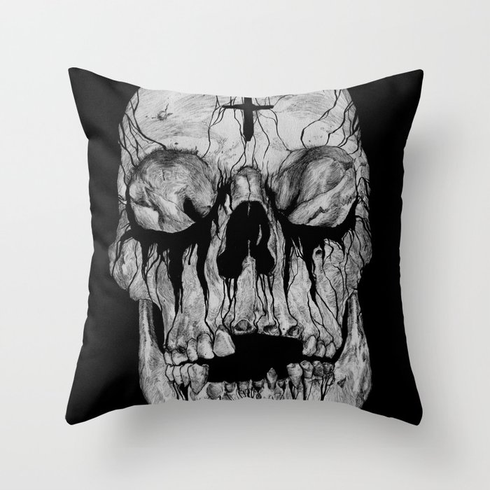 Black blooded Throw Pillow