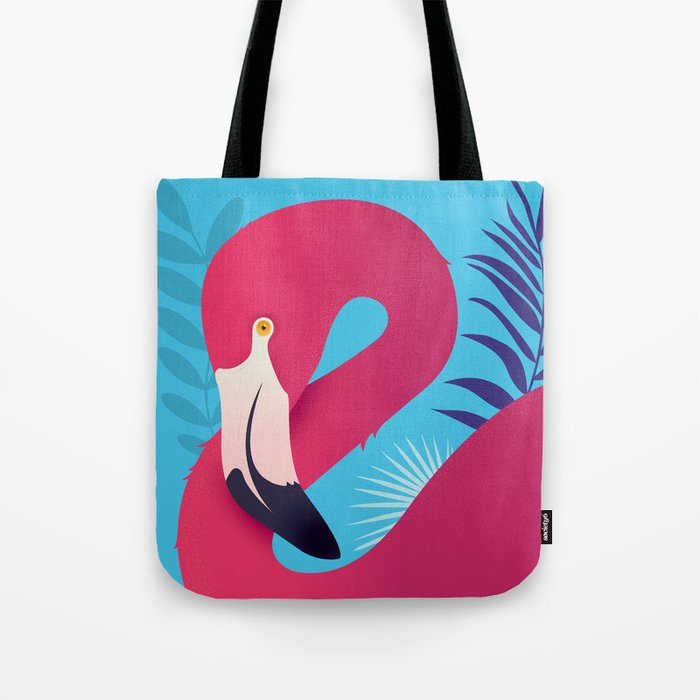 Flamingo • Blue Tote Bag