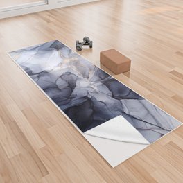 Calm but Dramatic Cool Toned Abstract Painting Yoga Towel