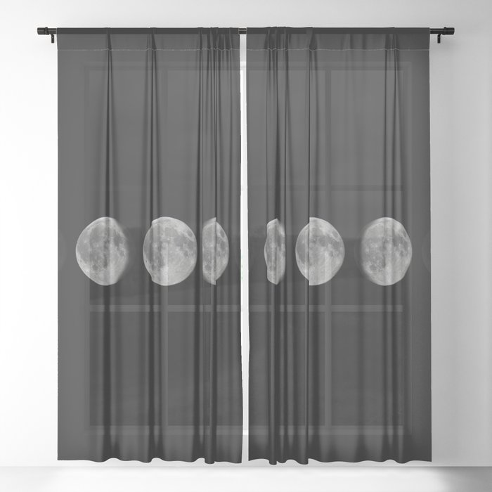 Phases of the Moon. Lunar cycle. Sheer Curtain