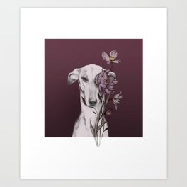Greyhound Floro Red Art Print