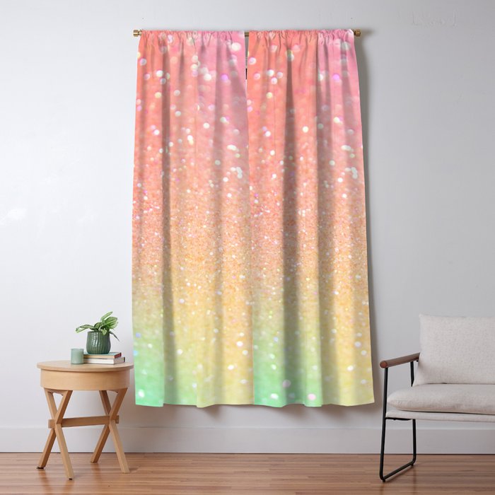 Glitter Pink Gold Mint Sparkle Ombre Blackout Curtain By Sharonmau