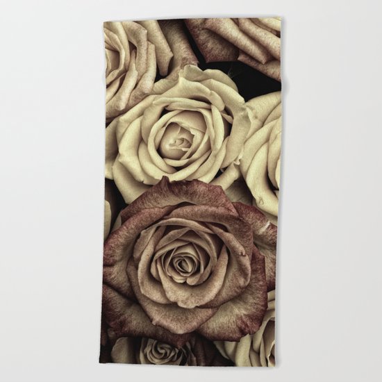 Brown Roses Beach Towel