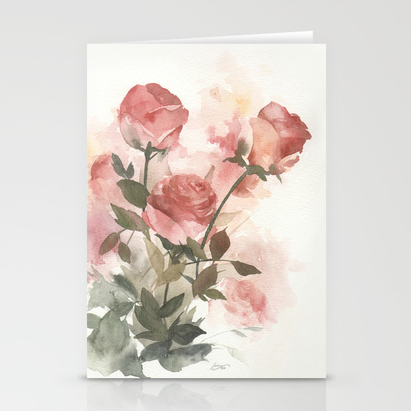 Loose Watercolor Florals 2 Stationery Cards By Lavinamarie Society6