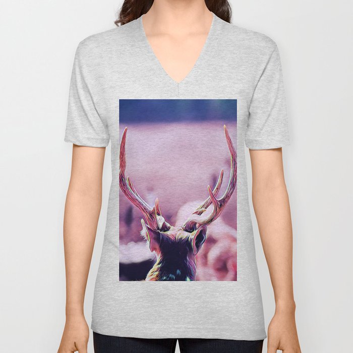 The Crown - Realistic Deer Drawing V Neck T Shirt