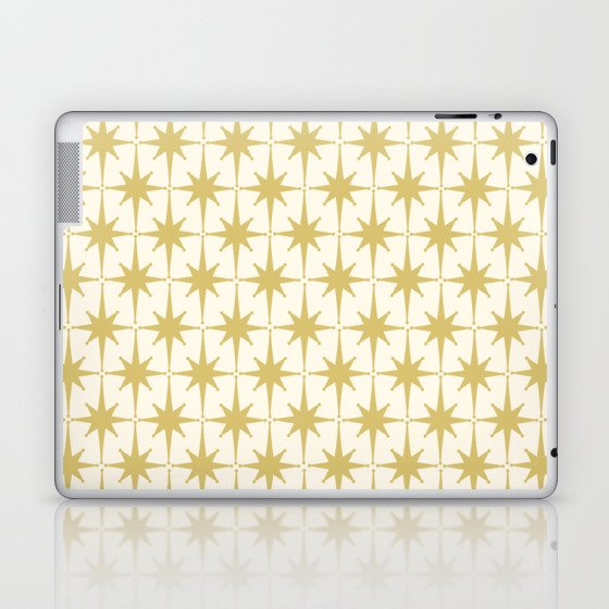 Midcentury Modern Atomic Starburst Pattern in Retro Gold and Cream Tones Laptop & iPad Skin