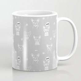 Light Grey and White Hand Drawn Dog Puppy Pattern Mug