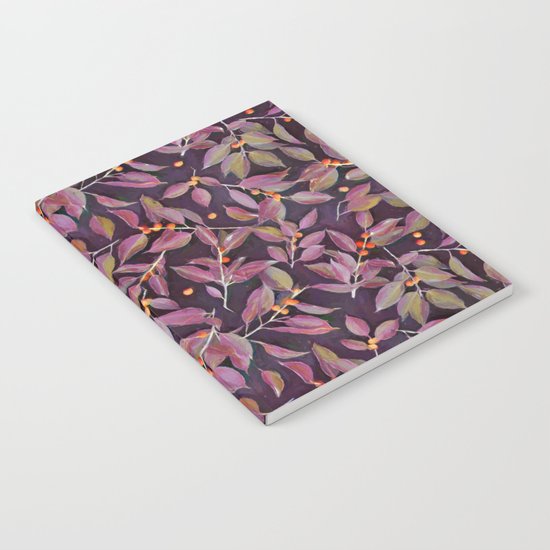 Leaves + Berries in Olive, Plum & Burnt Orange Notebook