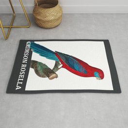 Parrot series - crimson rosella Rug | Black And White, Endangeredspecies, Parrots, Species, Cockatoo, Painting, Wildlife, Oil, Typography, Bird 