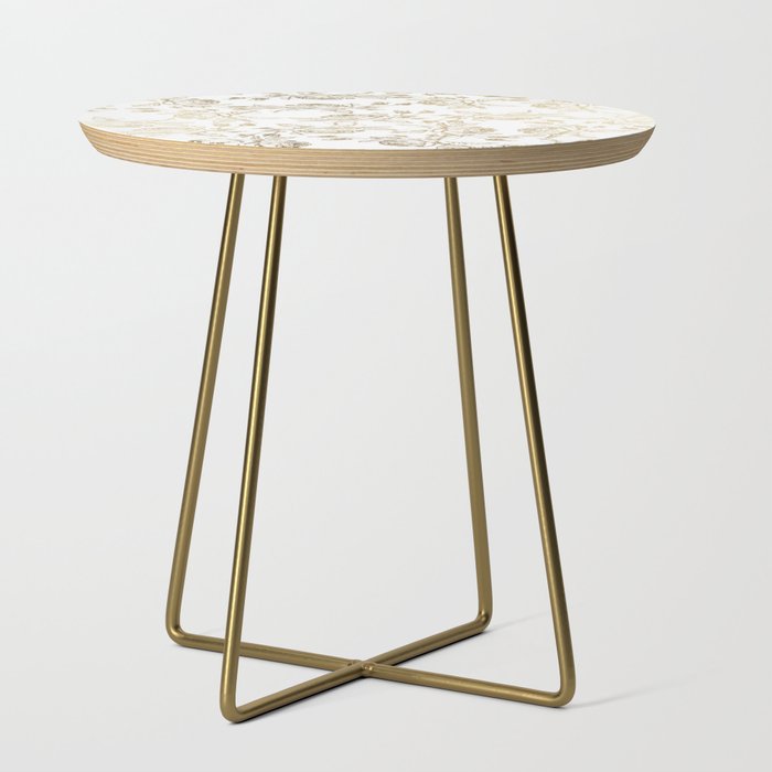 Vintage White Faux Gold Roses Fl Side Table By Pink Water
