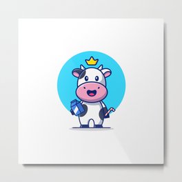 Cute Cow Holding Milk Box Straw Cartoon Icon Illustration Animal Food Icon Concept Isolated Flat Car Metal Print | Graphicdesign, Movie, Retro, Comic, Humour, Music, Cartoon, Graphic, Vintage, Gamer 