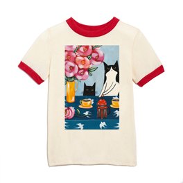 Cats and French Press Coffee Kids T Shirt