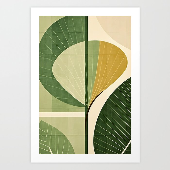 Sage green abstract leaf  Art Print