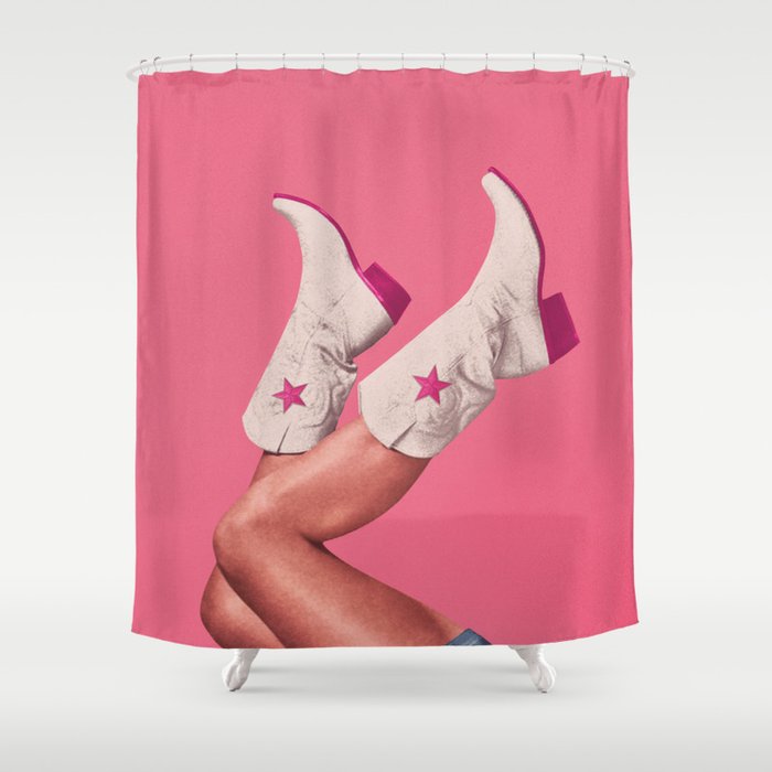 These Boots - Hot Neon Pink Shower Curtain