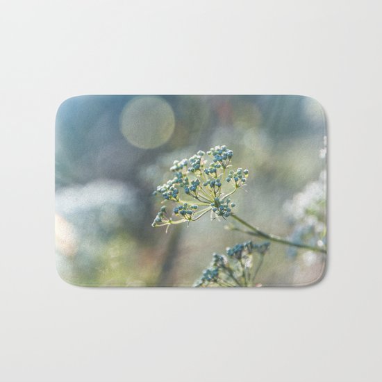 Early morninglight in a meadow Bath Mat