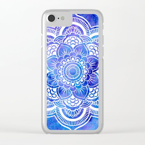 Mandala Blue Lavender Galaxy Clear iPhone Case