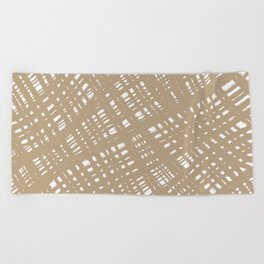 Rough Weave Painted Abstract Burlap Painted Pattern in Beige and White Beach Towel