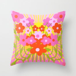 Sunny Spring Flowers Ombre Pink Throw Pillow